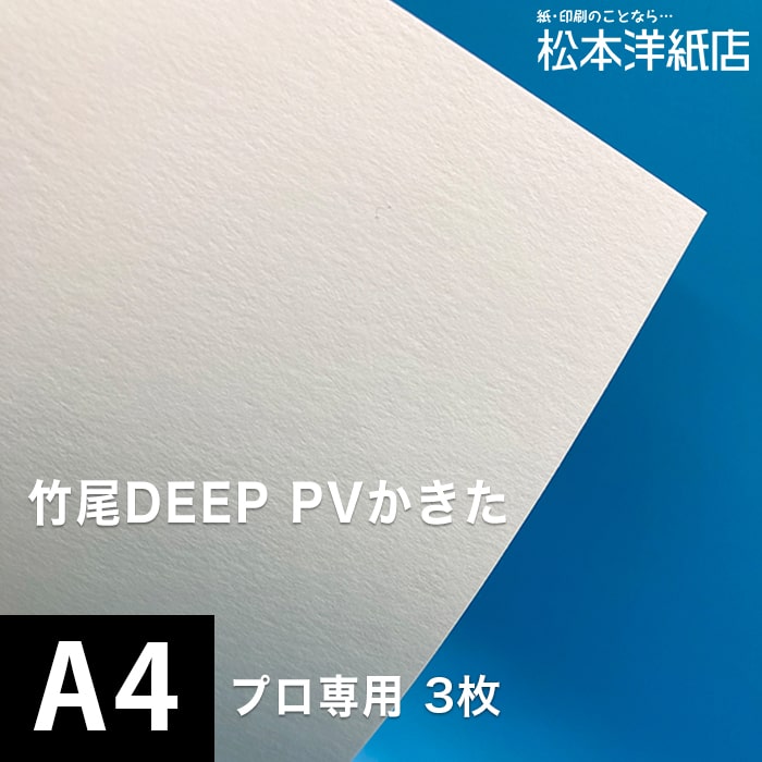 竹尾 Deep サイズ 3枚 Pv かきた アート作品 インクジェット タケオ 写真用紙 印刷用紙 印刷紙 松本洋紙店 染料 水彩画 油絵 版画 版画用紙 画材 発色 絵画 複製 顔料 鮮やか 毎日がバーゲンセール Pv