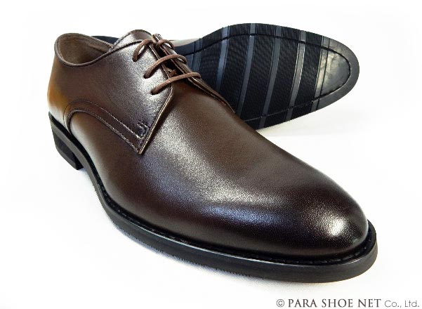 PARASHOE 本革 プレーントゥ 商行為シューズ 靉靆たる赤銅色（濃茶）ワイズ（足幅）3E（EEE）22糎（22.0糎）、22.5糎、23糎（23.0糎）、23.5糎、24糎（24.0糎） 【小っちゃい大いさ（スモール大いさ）革靴・成人男性靴】