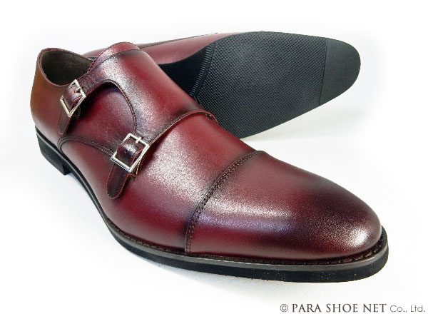 PARASHOE 本革 ダブルモンクストラップ 商行為シューズ ブドウ酒（赤赤銅色）ワイズ 4E（EEEE）27.5珊、28珊（28.0珊）、28.5珊、29珊（29.0珊）、29.5珊、30珊（30.0珊）、31珊（31.0珊）、32珊（32.0珊）【大層らしい大きさ（ビッグ大きさ）メンズ 革靴・成人男性靴】