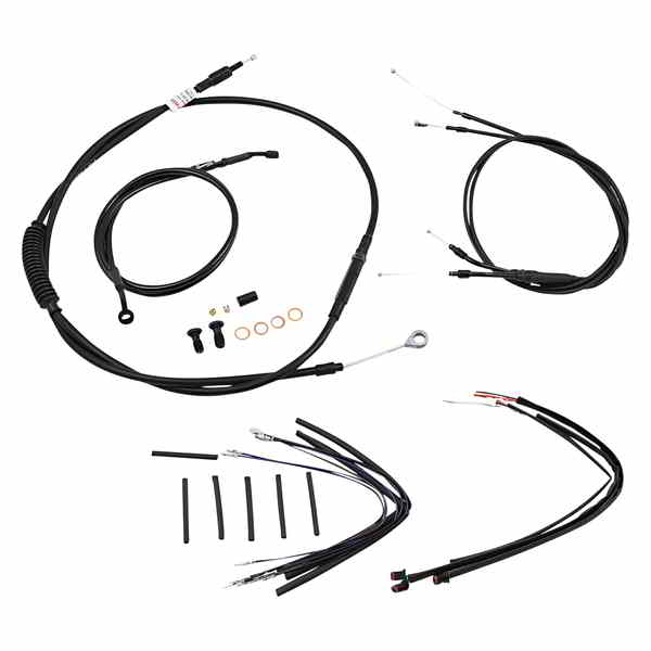 取寄せ ジェイルバーケーブルキット - 14インチハンドルバー - ブラックビニール バーリーブランド Jail Bar Cable Kit - 14 Handlebars - Black Vinyl B30-1151 DRAG 06101923