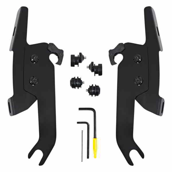 取寄せ Fats/Slim ウィンドシールド トリガーロック コンプリートマウントキット - ブラック - FLSL メンフィスシェード Fats/Slim Windshield Trigger Lock Complete Mount Kit - Black - FLSL MEB2051 DRAG 23200253｜ハーレーパーツデポ
