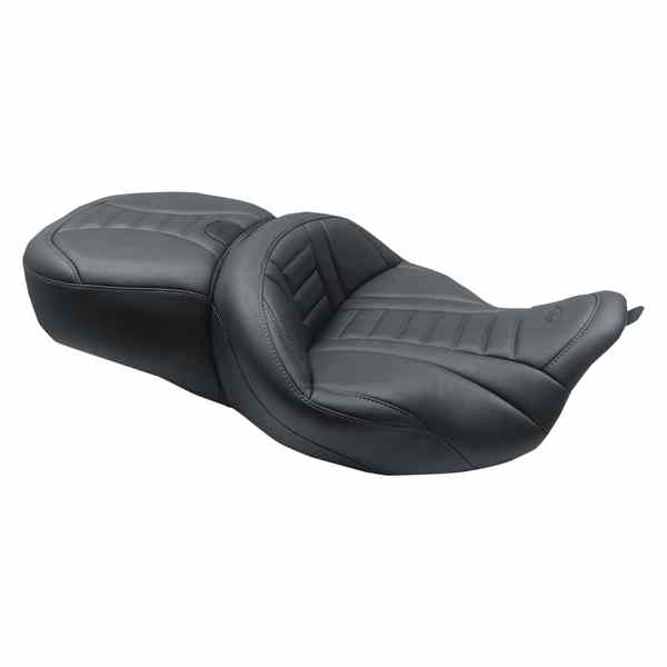 取寄せ ワンピースデラックスツーリングシート - ブラック、スカイブルーステッチ マスタング One-Piece Deluxe Touring Seat - Black w/ Sky Blue Stitching 79006SB DRAG 08011376