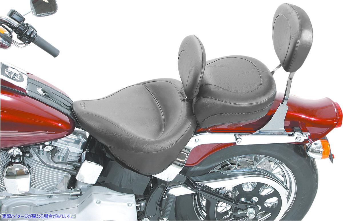 取寄せ ワイドソロシート - バックレスト付き - ヴィンテージ - ブラック - スムース - FLST 00-05 マスタング Wide Solo Seat - With Backrest - Vintage - Black - Smooth - FLST '00-'05 79121 DRAG 08020237
