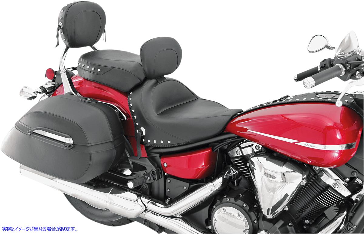 取寄せ シート - ヴィンテージ - ワイド - ツーリング - ドライバーバックレスト付き - ツーピース - スムース - ブラック - VStar 1300 マスタング Seat - Vintage - Wide - Touring - With Driver Backrest - Two-Piece - Sm 79477 DRAG 08100539