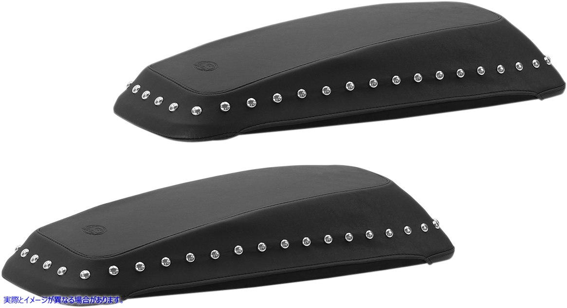 取寄せ サドルバッグ リッド カバー - クローム スタッド - 14-19 FL マスタング Saddlebag Lid Covers - Chrome Stud - '14-'19 FL 77623 DRAG 35010975｜ハーレーパーツデポ