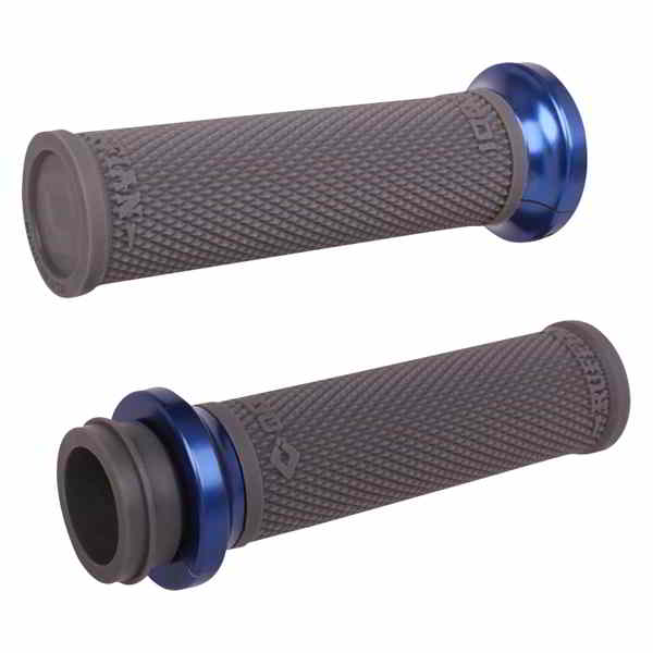 取寄せ Ruffian ロックオン ストリートグリップ - Indian TBW - ブラック/アルマイトブルー オーディーアイ Ruffian Lock-On Street Grips - Indian TBW - Black/Anodized Blue V30ITWH-U DRAG 06303414｜ハーレーパーツデポ
