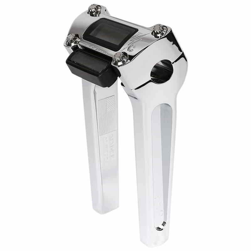 取寄せ ハンドルバーライザー - ストレート - 8インチ - ゲージカットアウト - クローム スラッシン サプライ Handlebar Risers - Straight - 8 - Gauge Cutout - Chrome TSC-8025-3 DRAG 06021057｜ハーレーパーツデポ