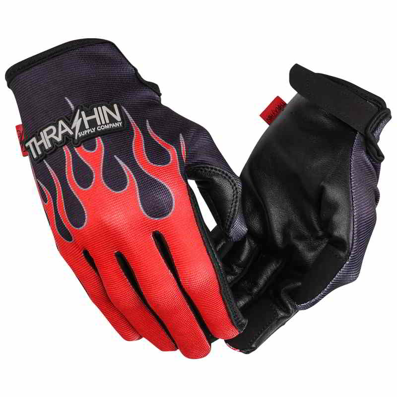 取寄せ ステルスレザーパームフレイムグローブ - レッド - Sサイズ スラッシン サプライ Stealth Leather Palm Flame Gloves - Red - Small SV1-21-08 DRAG 33015366