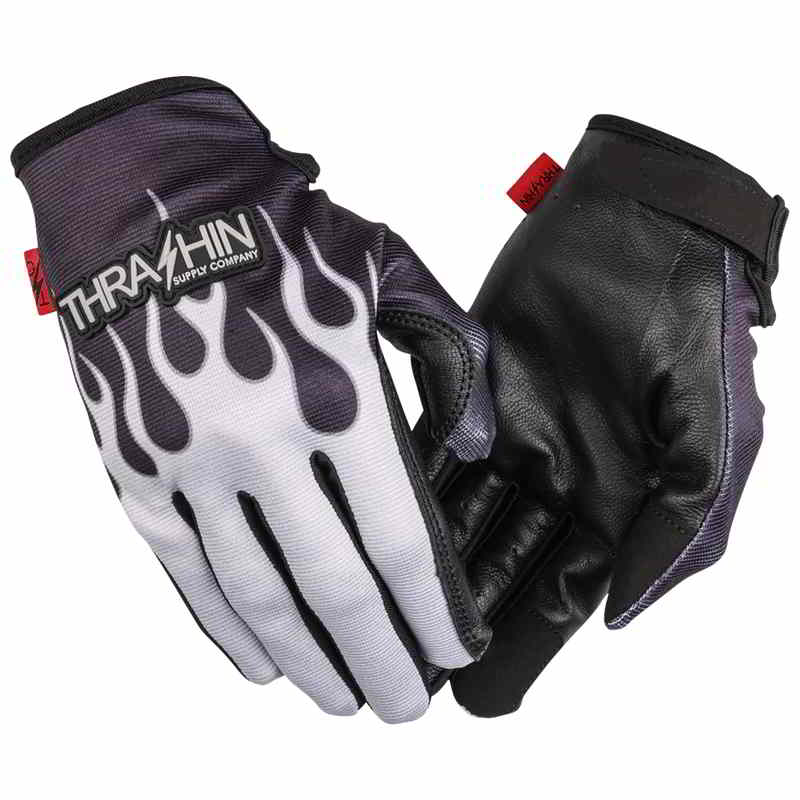 取寄せ ステルスレザーパームフレイムグローブ - グレー - Sサイズ スラッシン サプライ Stealth Leather Palm Flame Gloves - Gray - Small SV1-22-08 DRAG 33015371
