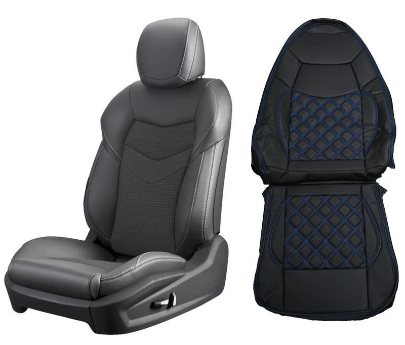 いすゞ 07 エルフ タイタン アトラス UDコンドル ダブル シングルキャブ ハイキャブ 助手運転席 シートカバー ブルーキルト JP-YT128F-BL