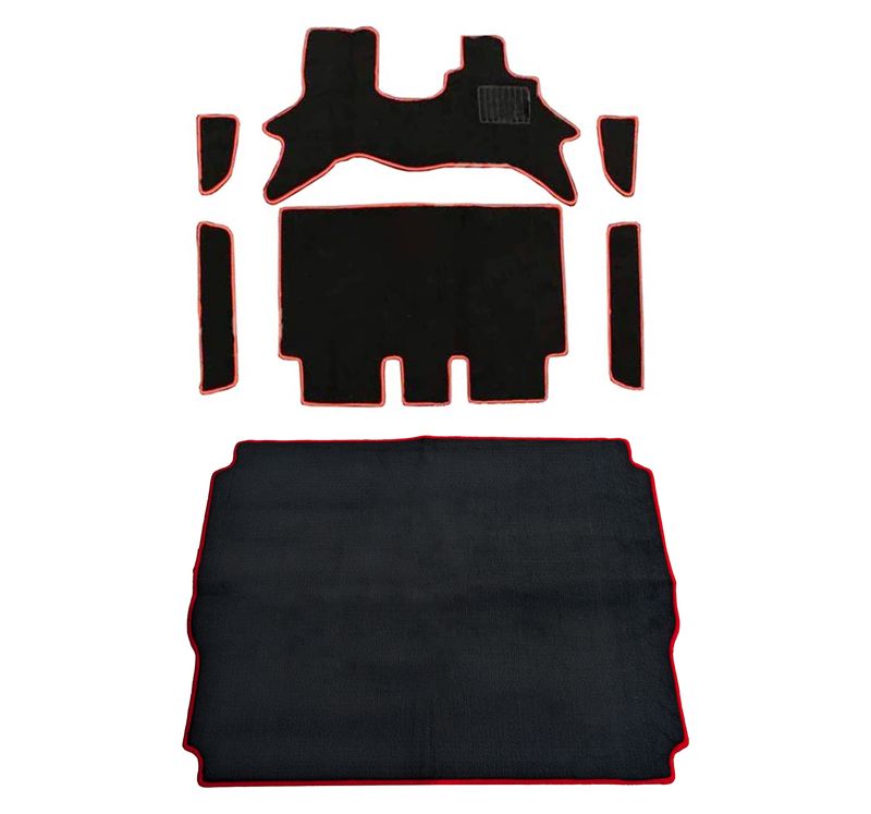 スズキ エブリィバン DA17V フロアマット+ステップマット+トランクマット ラゲッジマット レッド フチ JP-DT0221BKRD+JP-DT0222V-BKRD