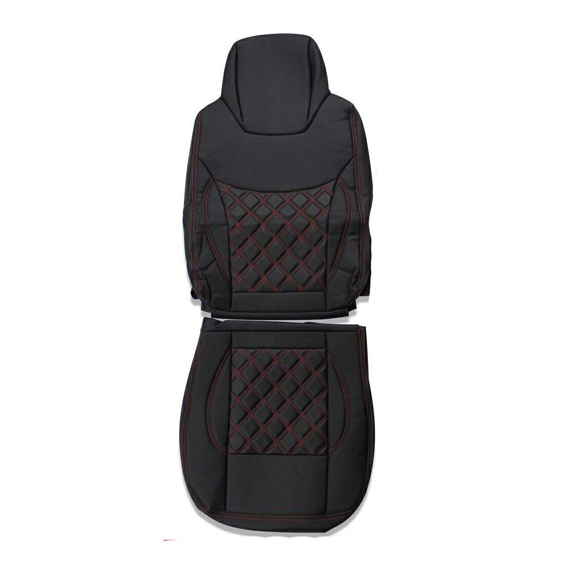 いすゞ エルフ 6型標準キャブ / NJR/NKR グレードSG/ST/SE CUSTOM 運転席 ダイヤカット レッド ステッチ PVC レザー シートカバー AP-CV017R-RL