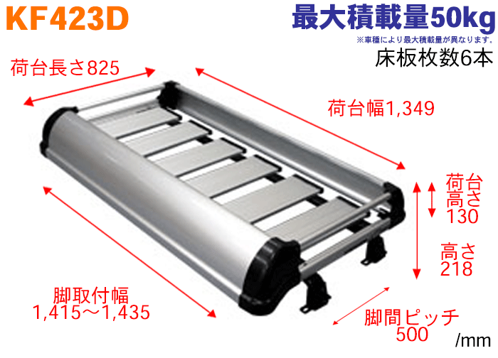 【法人限定!送料無料】キャンターFE7#/FBA#/FEA#系シングル標準キャブ、標準ルーフ用タフレックルーフキャリアKF423Dアルミ4本脚※メーカー直送のため交換・返品・キャンセル不可