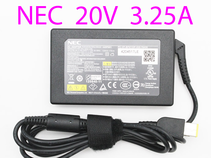 NEC ノートパソコン用 ACアダプター 20V 3.25A 角型センターピンタイプ 電源アダプター 電源コード付きT ふるさと割