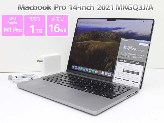 楽天市場】Apple Macbook Pro 14-inch,2021 MKGQ3J/A A2442 英字キーボード スペースグレイ WPS  Office付き M1 Pro 10コア搭載 メモリ 16GB SSD 1TB Cランク A83T 中古【Macbook マックブック】 :  中古パソコンのPCEYES