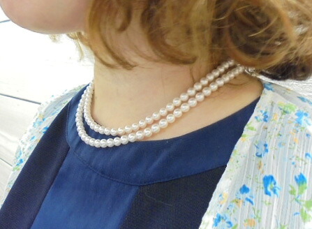 あこや本真珠セミロングネックレス/5.5-6.0mm 約84cm