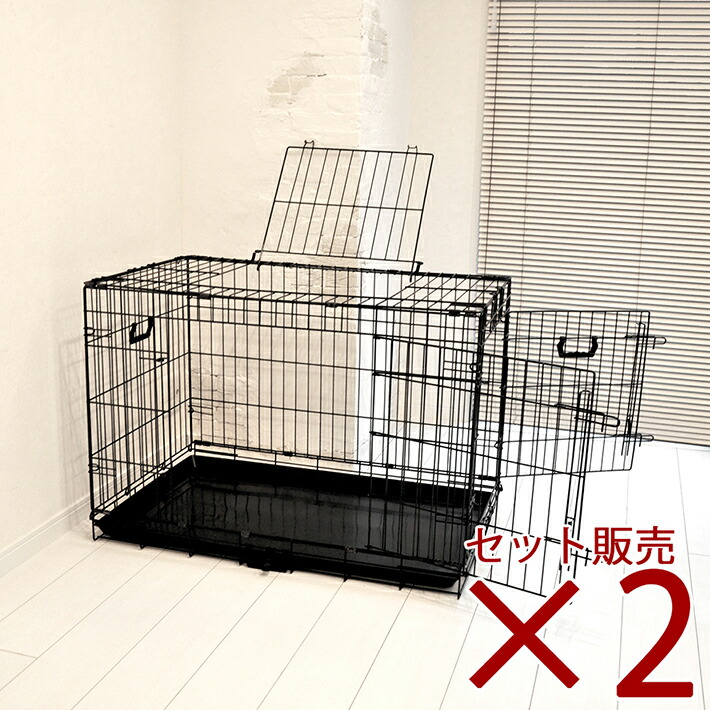 楽天市場】【楽天大感謝祭はP5倍】 ペットケージ スリードア LLサイズ 超大型 大型 91cm×56cm×高さ64cm 折りたたみ ペットゲージ  サークル 室内ハウス ルームゲージ プチリュバン 天井開閉トビラ式 ブラック トレー付 焼付塗装 スチール製 中型犬 大型犬 : プチリュバン