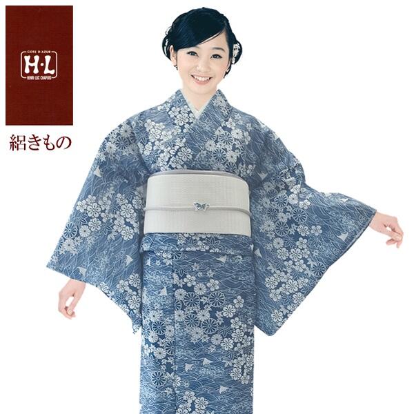 浴衣反物 濃紺 花模様 ほぼ10メートル あつめ