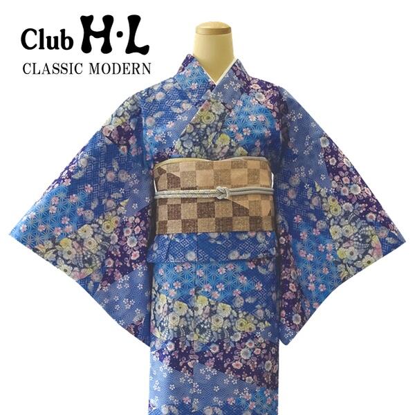 反物　青色　花柄　鳳凰　着物 楽天市場】【クラシックモダンきもの】【着物単品】H・L 着物