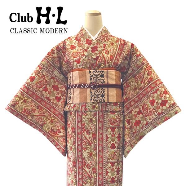 中古 レトロヴィンテージ 小紋着物 黒地に赤白花柄 梅 imgrc0100605824.jpg