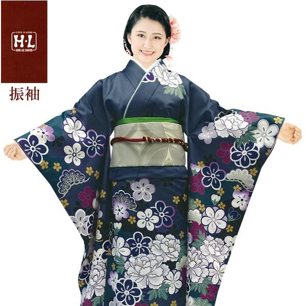 洗える着物　振袖 楽天市場】【成人式 振袖 レンタル】RS812 正絹 水色 枝垂八重桜に鳳凰