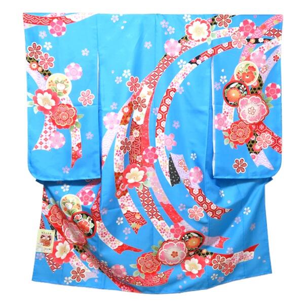 【晴れ着】七五三 四つ身【日本製】7才 着物 振袖【ばら4】絵羽 水色 羽衣 花 古典柄 袴を合わせても♪ 着物 長襦袢 伊達衿 正月 節句 舞台衣装 女の子 女児 女子 和服 記念日 イベント お稽古 7歳 洗えるポリエステル【S】｜SHOP PINK京都