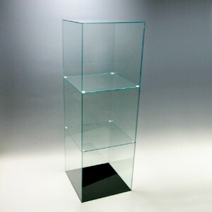 アクリル3段ケースB/5面体/ガラスエッジ/幅30cm/奥行30cm/高さ91.2cm|プラスアート