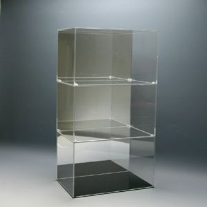アクリル3段ケースA/5面体/クリア/背面ミラータイプ/ 幅30cm/奥行18cm/高さ55.2mm|プラスアート