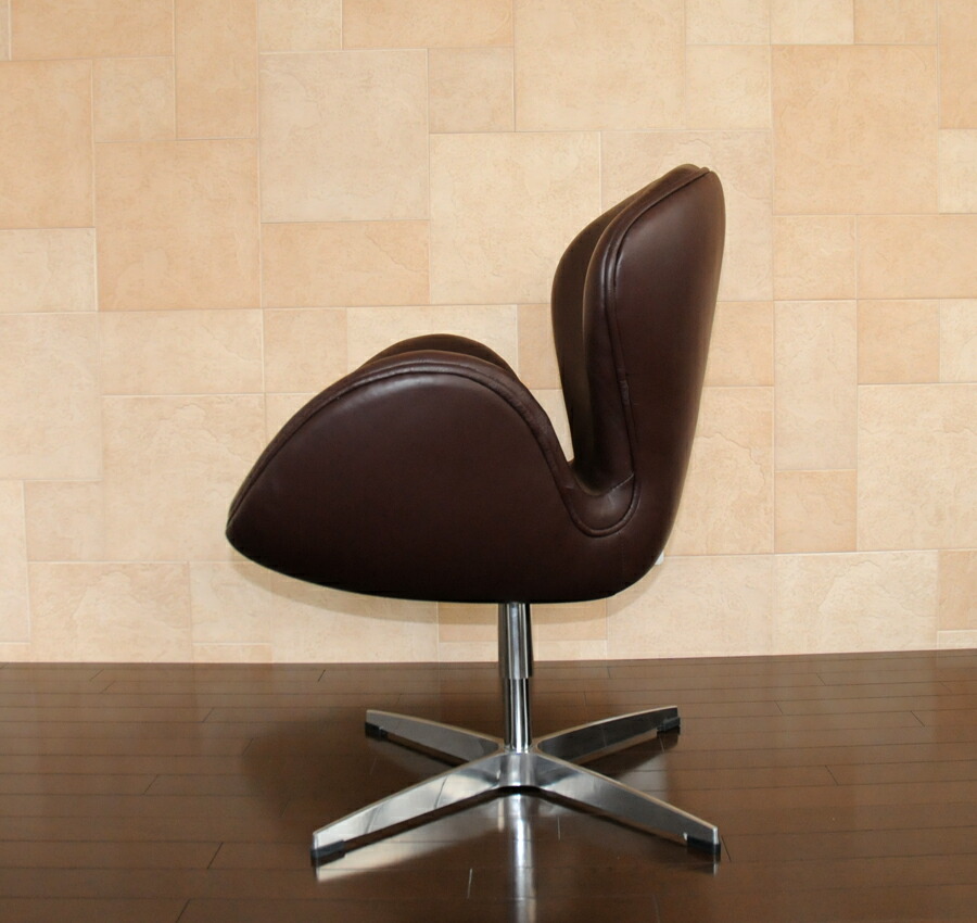スワンチェア レザー仕様 カラー ダークブラウン こげ茶 座り心地は極上 台 台職人による手作り 手縫い仕上げ アルネ ヤコブセン作 リプロダクトの傑作 新品 Suwan Chair Red Arne Jacobsen イス いす 椅子 パーソナルチェア Onpointchiro Com