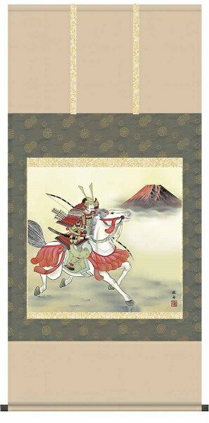 【お得クーポン配布中】 掛け軸/節句画/武者・兜/若武者/長江桂舟/三美会/正絹二丁本表装 /尺八サイズ幅64.5cm/桐箱畳紙収納/表装品質十年保証/端午の節句掛軸 初節句 こどもの日 20,235円