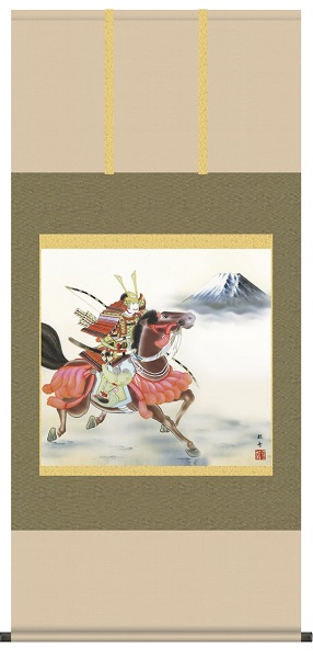 【お得クーポン配布中】掛け軸/節句画/武者・兜/若武者/長江桂舟/三美会/正絹二丁本表装/尺八サイズ幅64.5cm/桐箱畳紙収納/表装品質十年保証/端午の節句掛軸 初節句 こどもの日|プルメリアガーデン