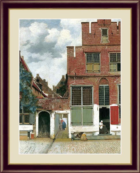 【お得クーポン配布中】 世界の名画 デルフトの小路　ヨハネス フェルメール F8　61×49.5cm 手彩仕上 高精細巧芸美術画 三幸　インテリア 額入り　額装込　アート　ギフト　巣ごもり　油絵