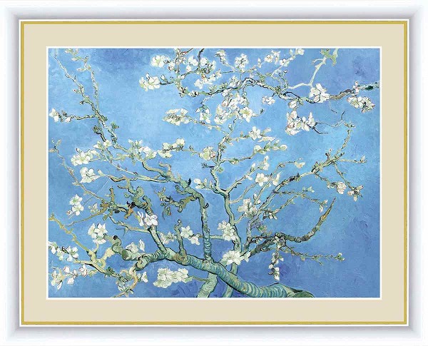 <br>【お得クーポン配布中】<br>世界の名画<br>花咲くアーモンドの木の枝　ゴッホ<br>F6　52×42cm<br>手彩仕上 高精細巧芸美術画<br>インテリア 額入り　額装込　アート　ギフト　巣ごもり　油絵