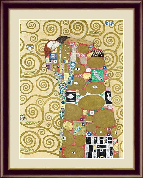 【お得クーポン配布中】世界の名画抱擁　クリムトF8　61&times;49.5cm手彩仕上 高精細巧芸美術画インテリア 額入り　額装込　アート　ギフト　巣ごもり　油絵｜プルメリアガーデン