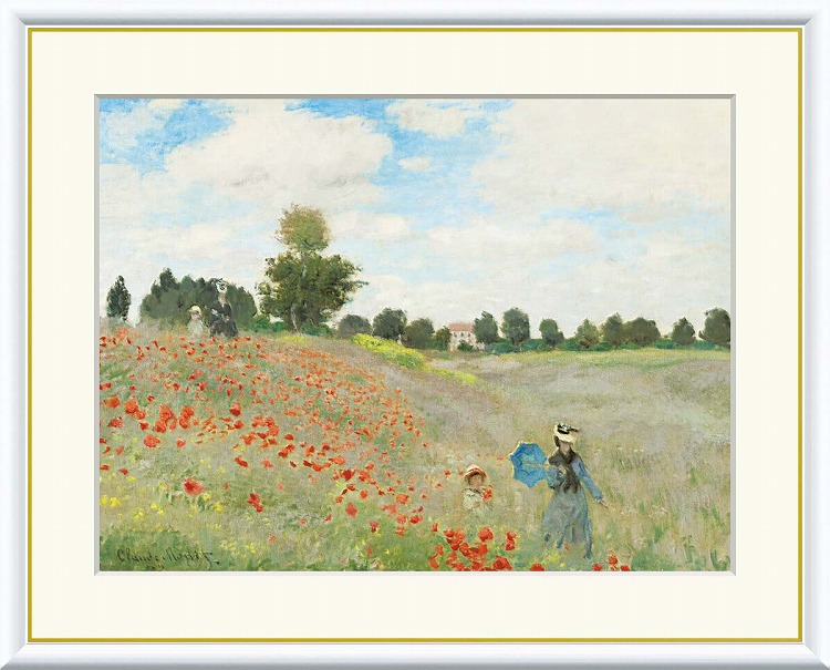 ★秀作★手書き油絵 クロード・モネ ひなげし 額付 絵画 インテリア 油彩画 ☆秀作☆ 手書き油絵 クロード・モネ 睡蓮の池 絵画 額付き