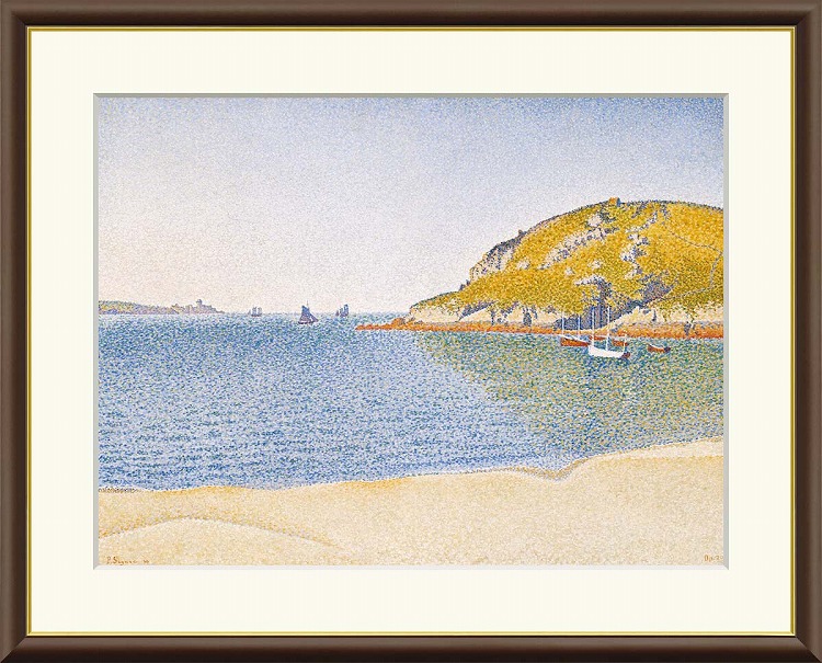 【お得クーポン配布中】 世界の名画 サント＝カスト港　シニャック F8　61×49.5cm 手彩仕上 高精細巧芸美術画 インテリア 額入り　額装込　アート　ギフト　巣ごもり　油絵