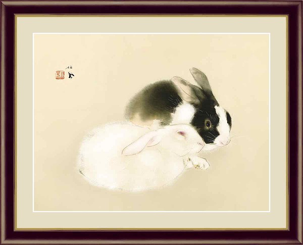 【お得クーポン配布中】 日本の名画　日本画 宇佐幾　竹内栖鳳 F6　52×42cm 手彩仕上 高精細巧芸美術画 インテリア 額入り　額装込　アート　ギフト　巣ごもり