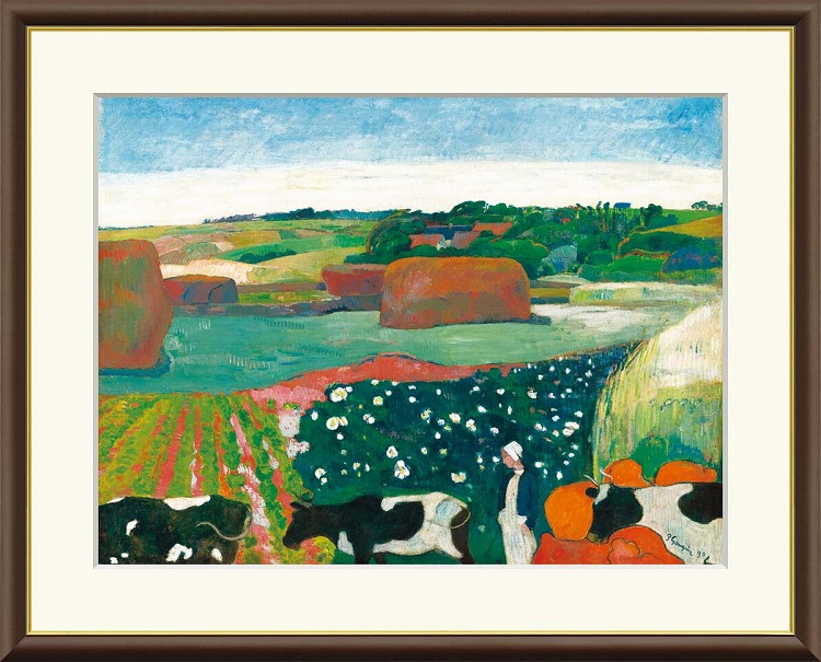 【お得クーポン配布中】 世界の名画 ブルターニュの干し草 ゴーギャン F8 61×49.5cm 手彩仕上 高精細巧芸美術画 インテリア 額入り 額装込 アート ギフト 巣ごもり 油絵