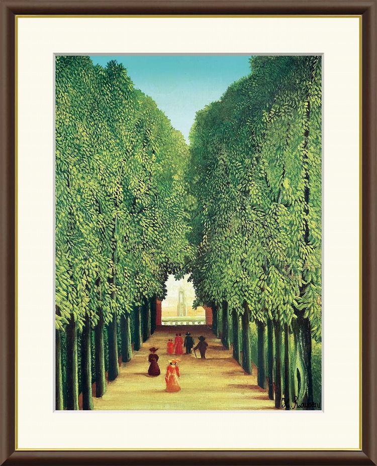【お得クーポン配布中】 世界の名画 サン・クルー公園の並木道　ルソー F8　61×49.5cm 手彩仕上 高精細巧芸美術画 インテリア 額入り　額装込　アート　ギフト　巣ごもり　油絵
