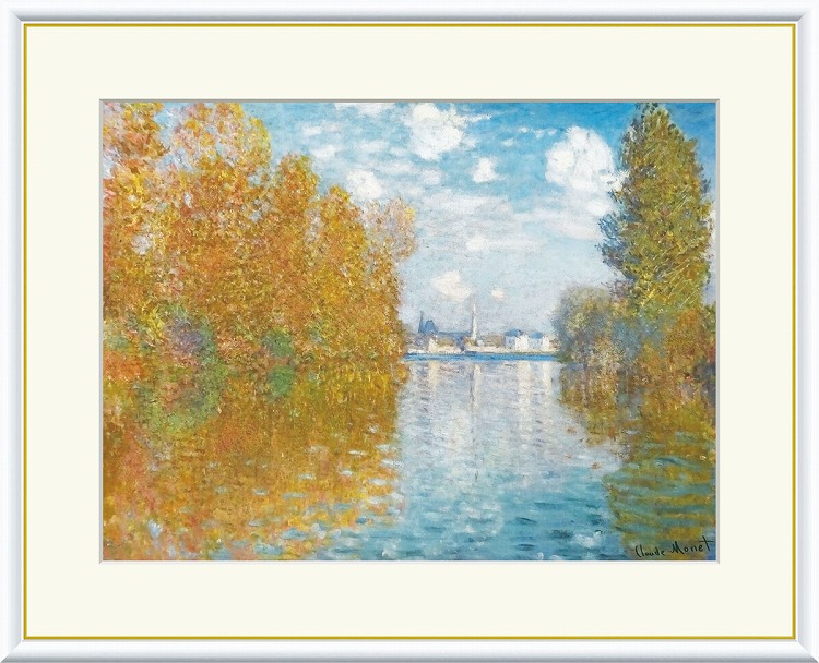 クロードモネリトグラフ厚みのある額に入っているのでたてかけられますです 絵画 額縁付き 複製名画 世界の名画シリーズ クロード・モネ