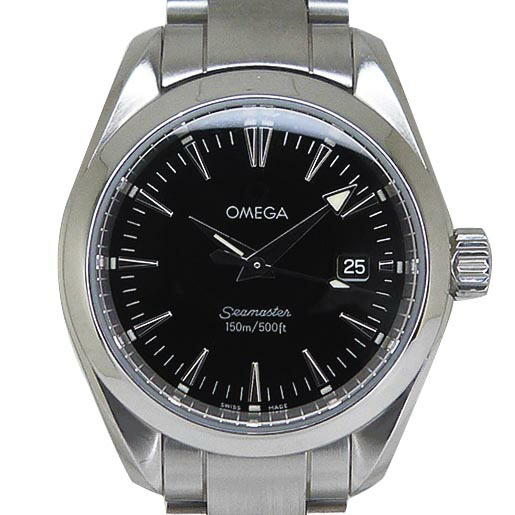 ゼロ【OMEGA】 2577.50 シーマスター アクアテラ 黒いこと レディース QZ【中古】