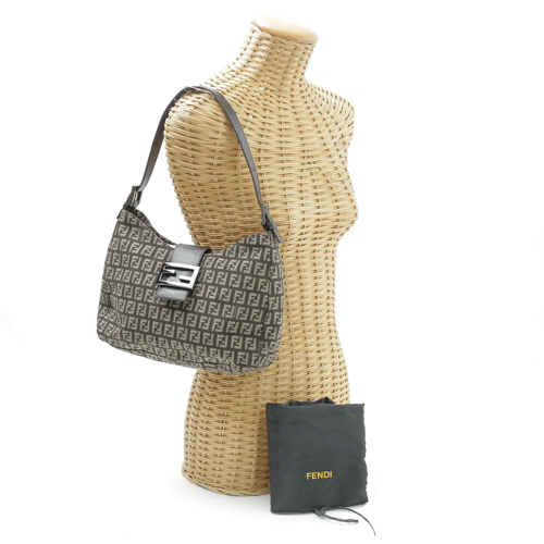 安い割引 ショルダーバッグ マンマバケット Fendi フェンディ 美品 キャンバス 中古 P 茶色 カーキ ブラウン