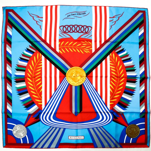 極美品 エルメス Hermes スカーフ カレ90 シルク Les Jeux D Hermes エルメスのゲーム 大判 ショール バンダナ レディース メンズ ユニセックス 水色 青 赤 ブルー レッド マルチカラー 中古 R Mozago Com