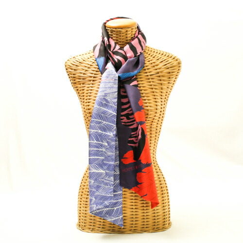 新品同様 エルメス Hermes マキシツイリースカーフ シルク ゼブラ柄 シマウマ バンダナ ストール ショール レディース メンズ 水色 赤 緑 スカイブルー レッド オレンジ マルチカラー 中古 R216 Sobolewscy Pl