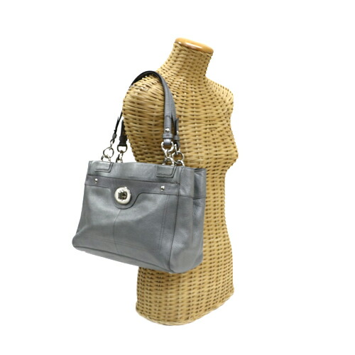 超人気 コーチ Coach ペネロピ キャリーオール レザー トートバッグ 肩掛け F ターンロック レディース メンズ シルバー 中古 Mac 海外輸入 Css Edu Om