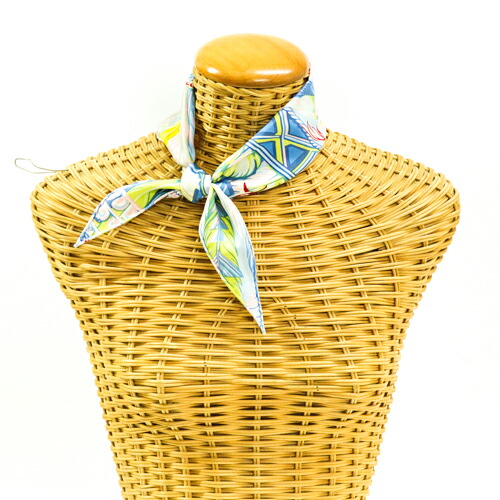 【Sランク】 エルメス HERMES ロザンジュ ナノ スカーフ シルク ひし形 羽柄 NANO レディース ブルー / イエロー / ピンク 正規品 新品同様 中古 mad22003