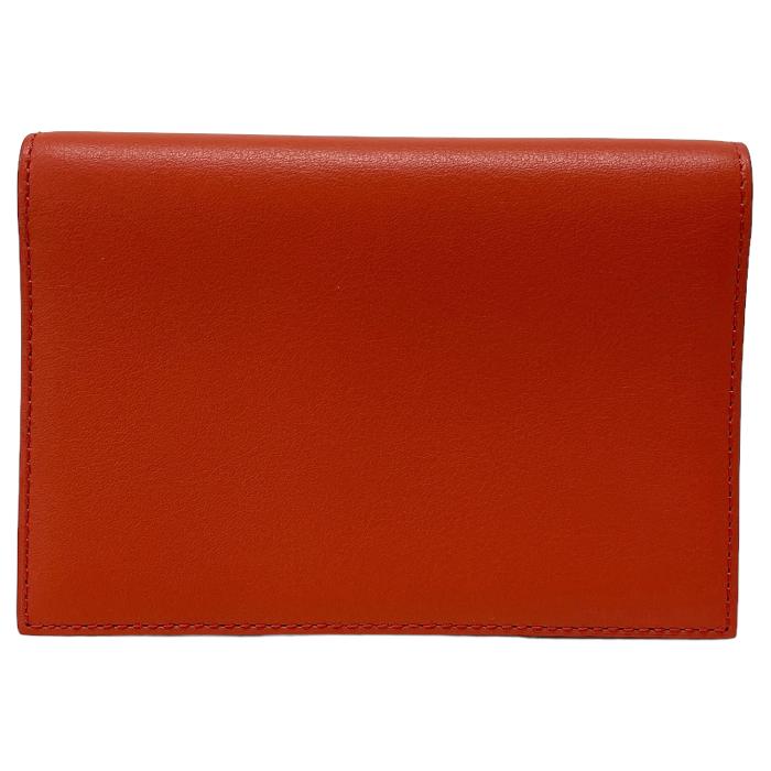 【S位置づける】 デルヴォー DELVAUX 歌留多入れもの 渡航免状入れもの なめし革 二つ折り 通行手形入れもの レディース 緋色 赤いこと オレンジ色 新品負けず劣らず 中古 maj27010
