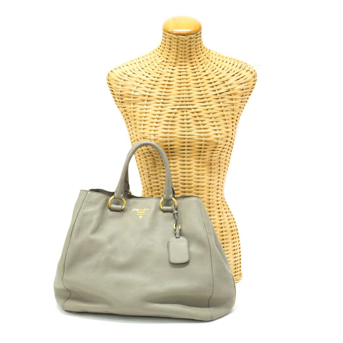 【Bランク】 プラダ PRADA サイドジップ ハンドバッグ トリヨンレザー (レザー) 1BA878 トートバッグ レディース グレー 中古 mao10033｜p.o.s.h. Online Store 店 29,054円