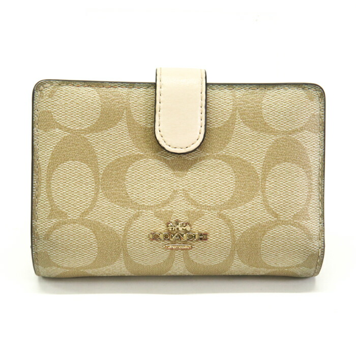 美品 COACH コーチ 二つ折り財布 PVC シグネチャー 楽天市場】コーチ COACH 二つ折り財布 レザー PVC シグネチャー 53562