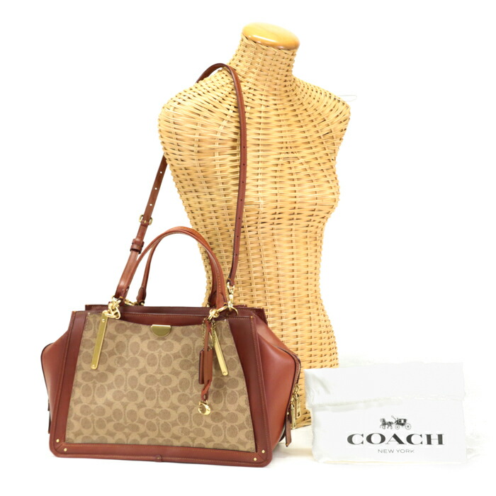 COACHコーチドリーマー2wayハンドバッグレザーブラウンスタッズ斜め掛け可能 COACHコーチドリーマー2wayハンドバッグレザーブラウンスタッズ